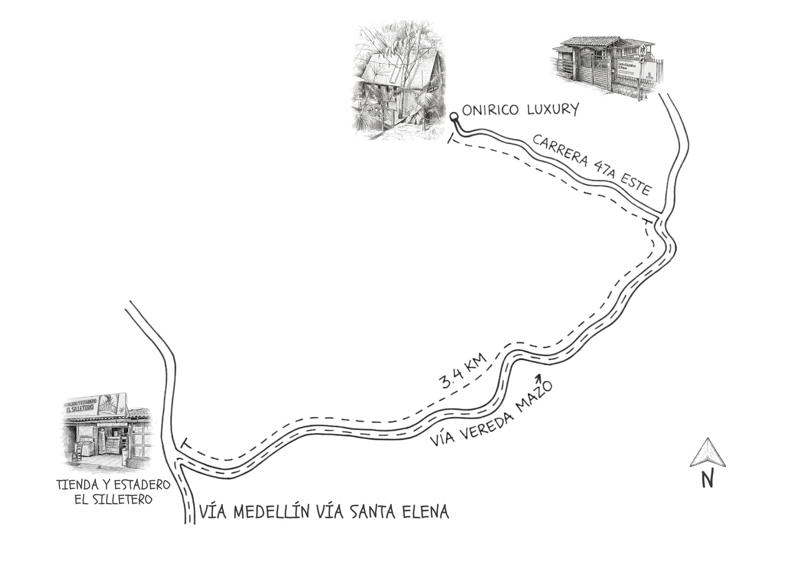 Mapa de ubicación de Onírico Luxury en Santa Elena, Antioquia